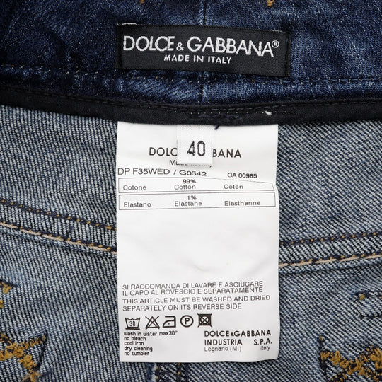 DOLCE&GABBANA Cropped pants cotton Blue damage Sabrina denim Women 40 Used Authentic