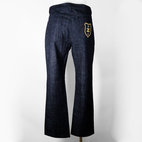 CHANEL Denim pants P25298V16033 cotton Indigo 05C Wappen Women 42 Used Authentic