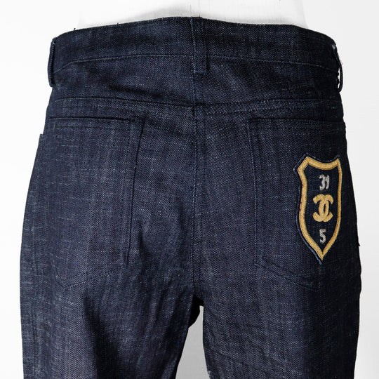 CHANEL Denim pants P25298V16033 cotton Indigo 05C Wappen Women 42 Used Authentic