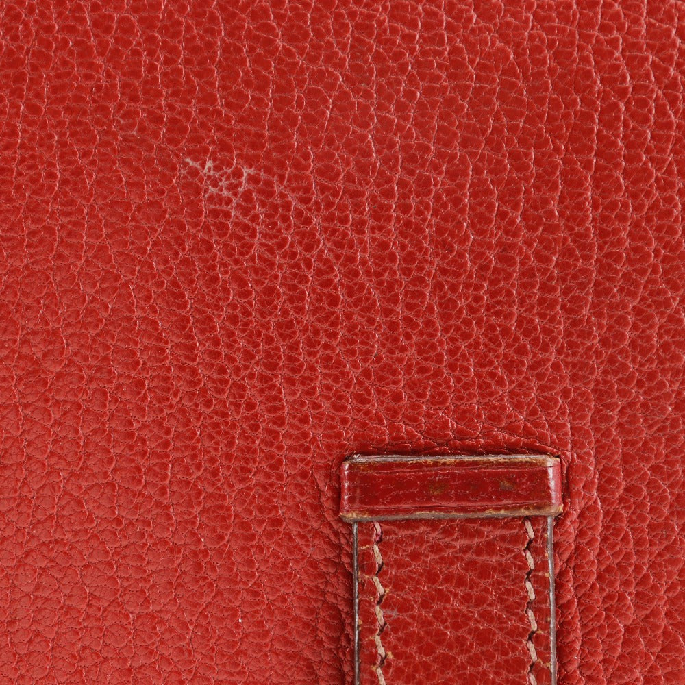 HERMES Bifold Wallet leather Red Beansufla Women Used Authentic