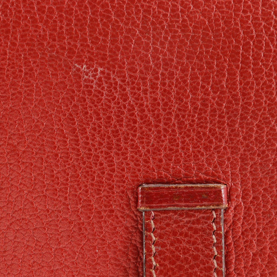 HERMES Bifold Wallet leather Red Beansufla Women Used Authentic