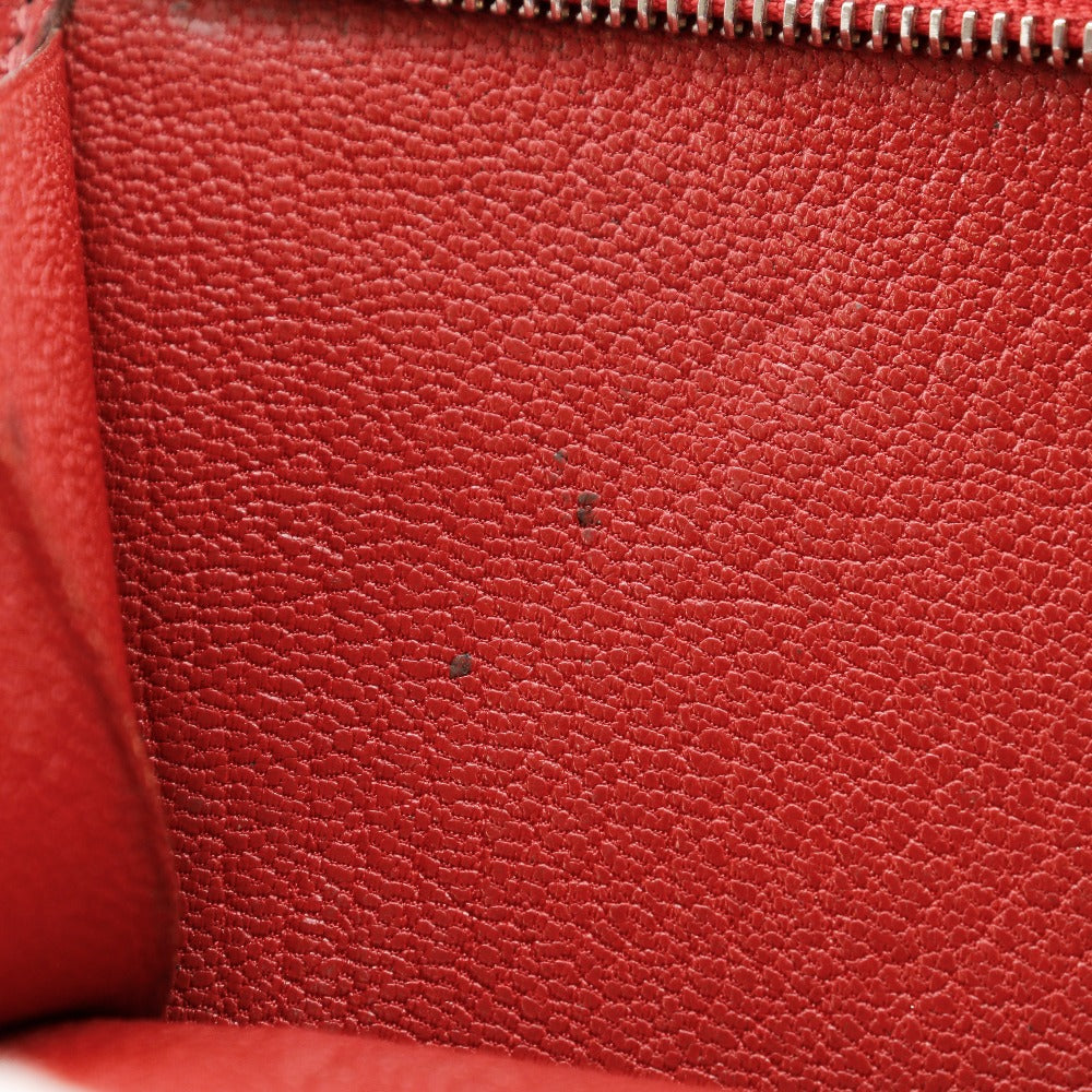 HERMES Bifold Wallet leather Red Beansufla Women Used Authentic