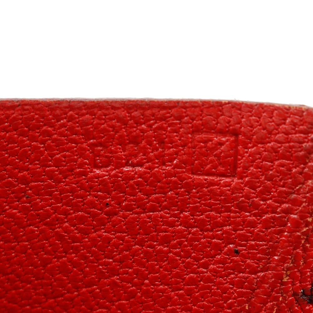 HERMES Bifold Wallet leather Red Beansufla Women Used Authentic