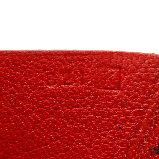 HERMES Bifold Wallet leather Red Beansufla Women Used Authentic