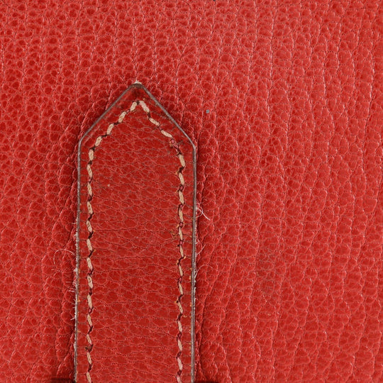 HERMES Bifold Wallet leather Red Beansufla Women Used Authentic