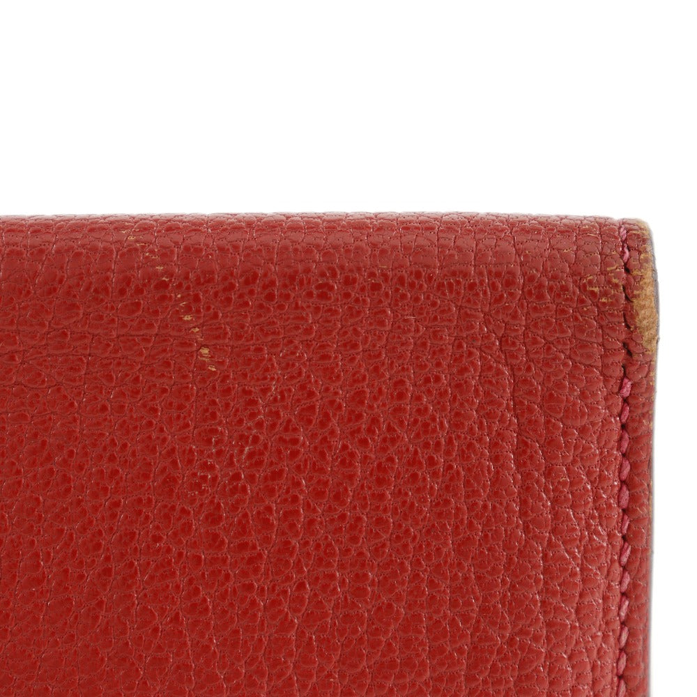 HERMES Bifold Wallet leather Red Beansufla Women Used Authentic