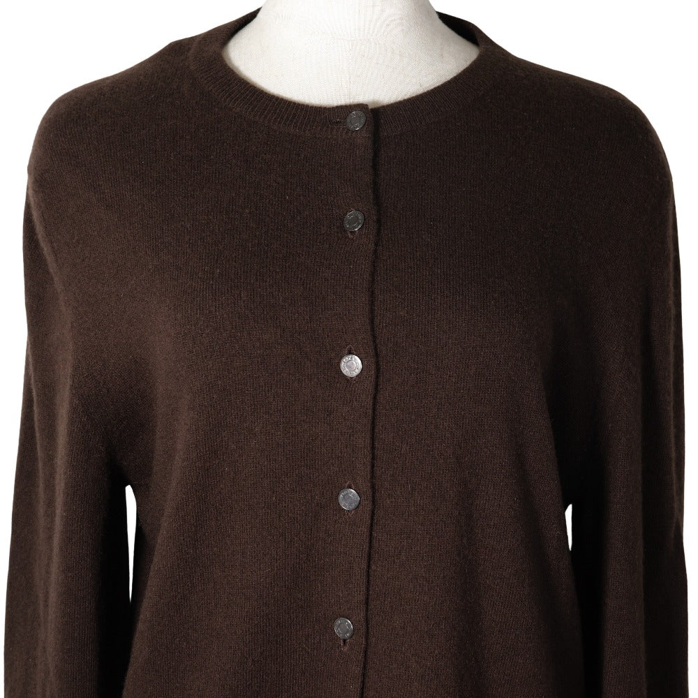 HERMES cardigan cashmere Brown Serie button Women Free size Used Authentic