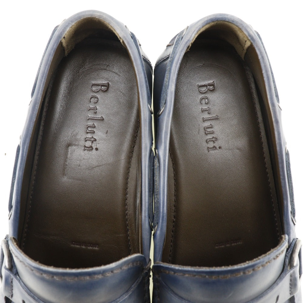 Berluti loafers leather blue Driving shoes mens 42 Used Authentic