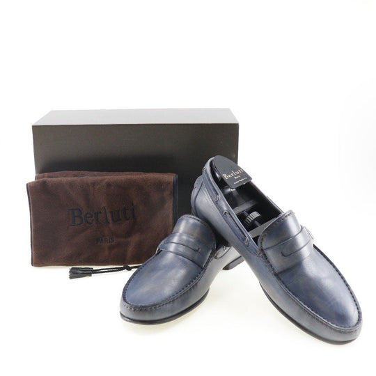 Berluti loafers leather blue Driving shoes mens 42 Used Authentic