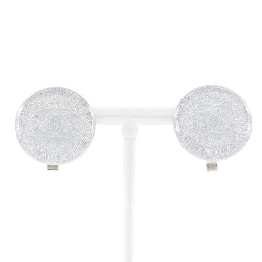 CHANEL Earring plastic Silver COCO Mark Women Used Authentic