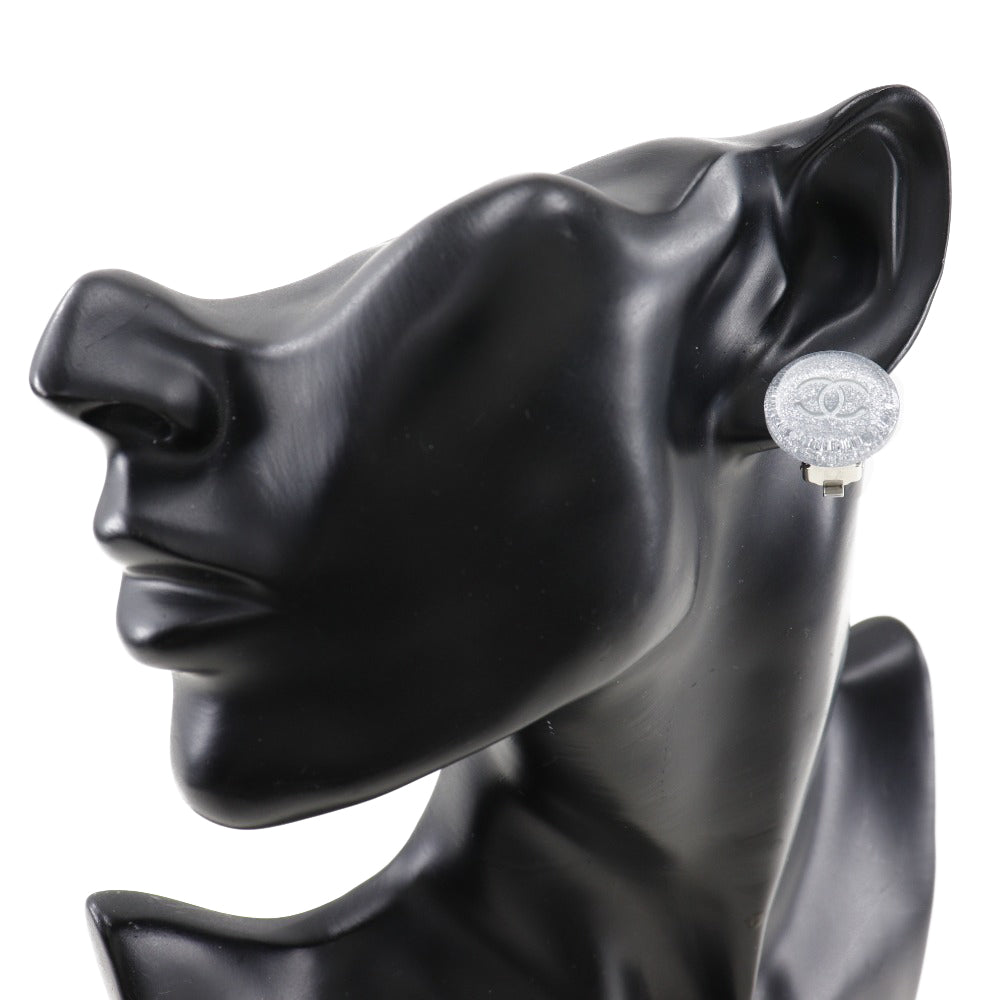 CHANEL Earring plastic Silver COCO Mark Women Used Authentic