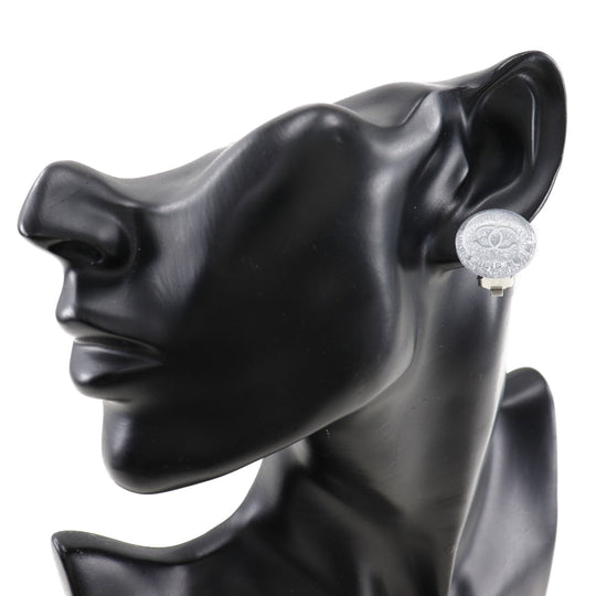 CHANEL Earring plastic Silver COCO Mark Women Used Authentic