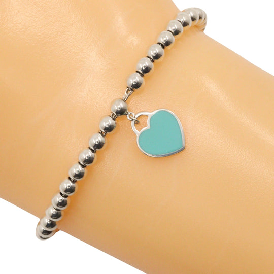 TIFFANY&Co. bracelet Silver925, enamel Silver Blue Heart Return to TIFFANY & Co. Women Used Authentic