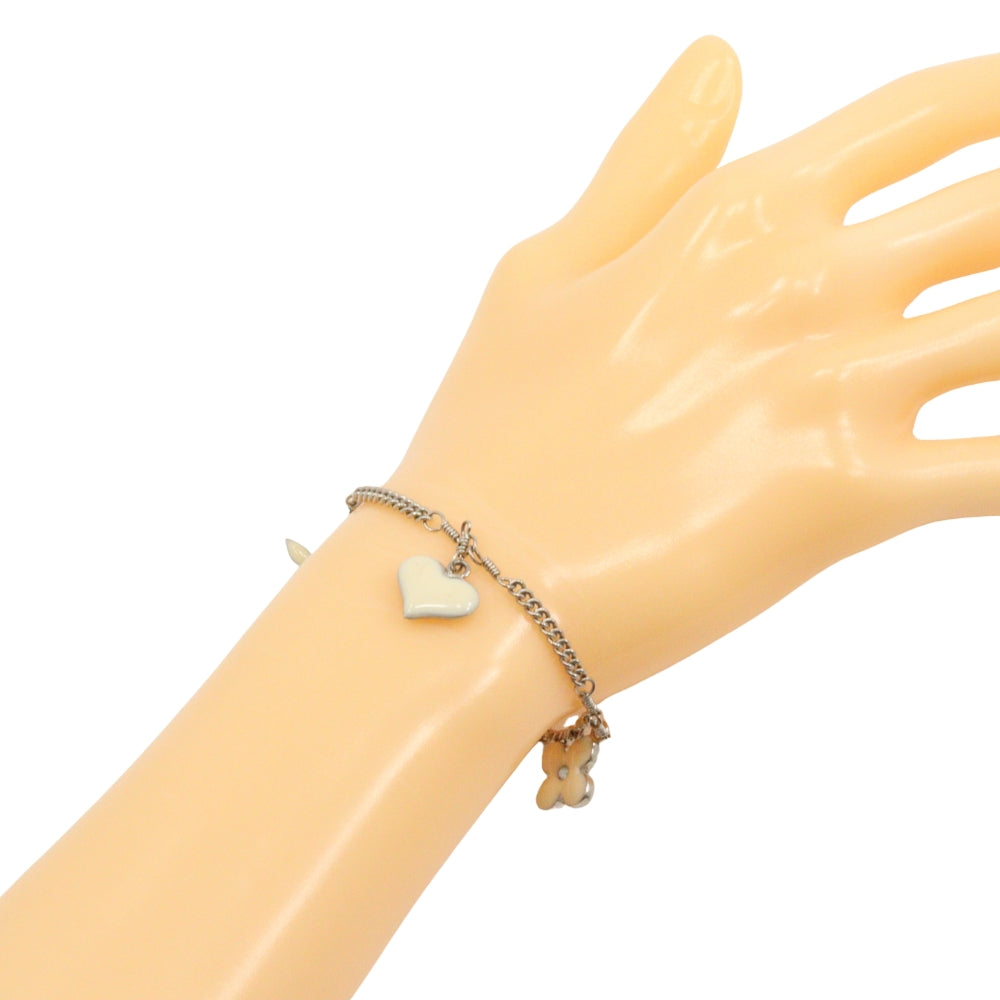 LOUIS VUITTON bracelet M65476 metallic Silver / white Bracelet Sweet Monogram Women Used Authentic