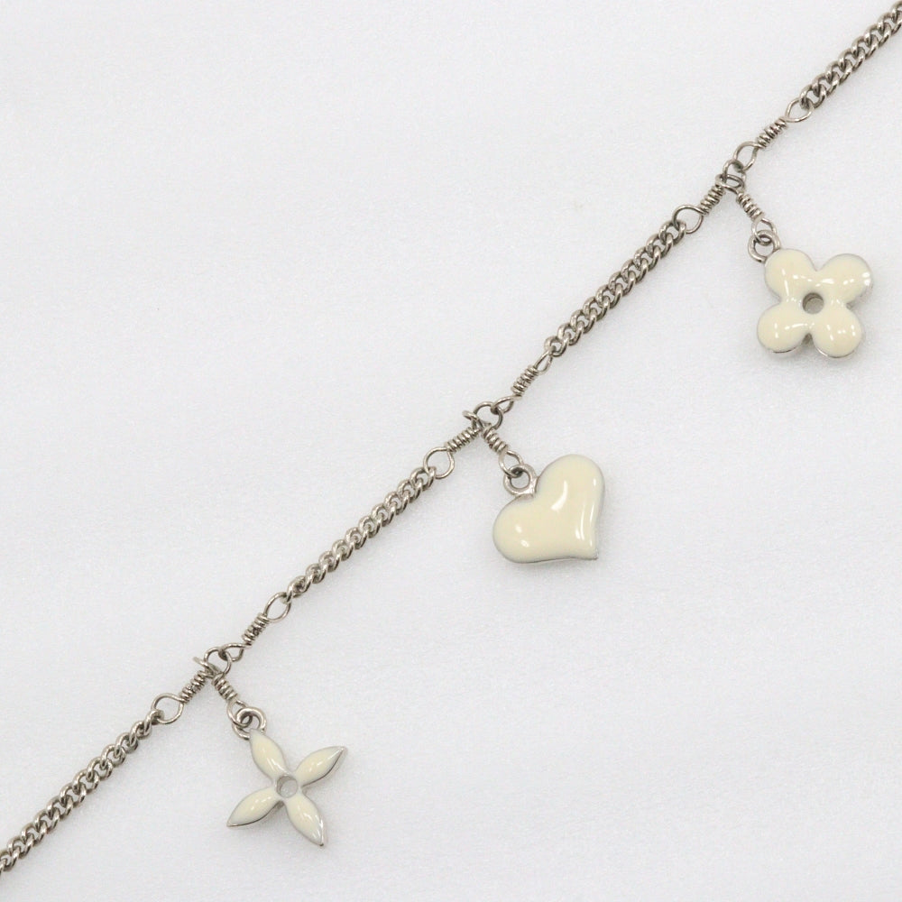 LOUIS VUITTON bracelet M65476 metallic Silver / white Bracelet Sweet Monogram Women Used Authentic