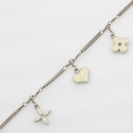LOUIS VUITTON bracelet M65476 metallic Silver / white Bracelet Sweet Monogram Women Used Authentic
