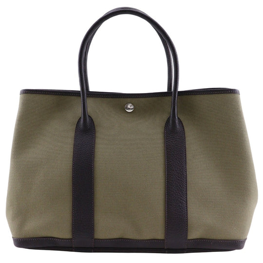 HERMES Tote Bag Towar Officier khaki Garden party 36 PM Women Used Authentic