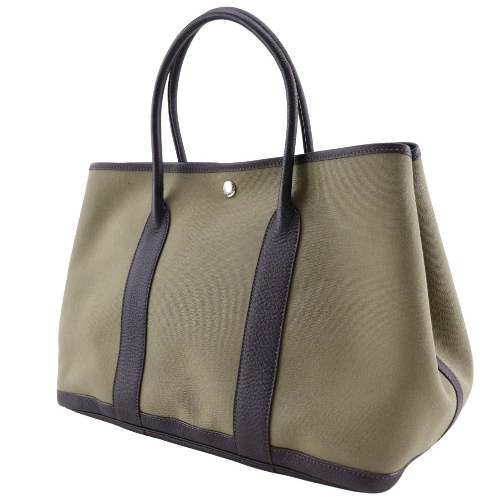HERMES Tote Bag Towar Officier khaki Garden party 36 PM Women Used Authentic