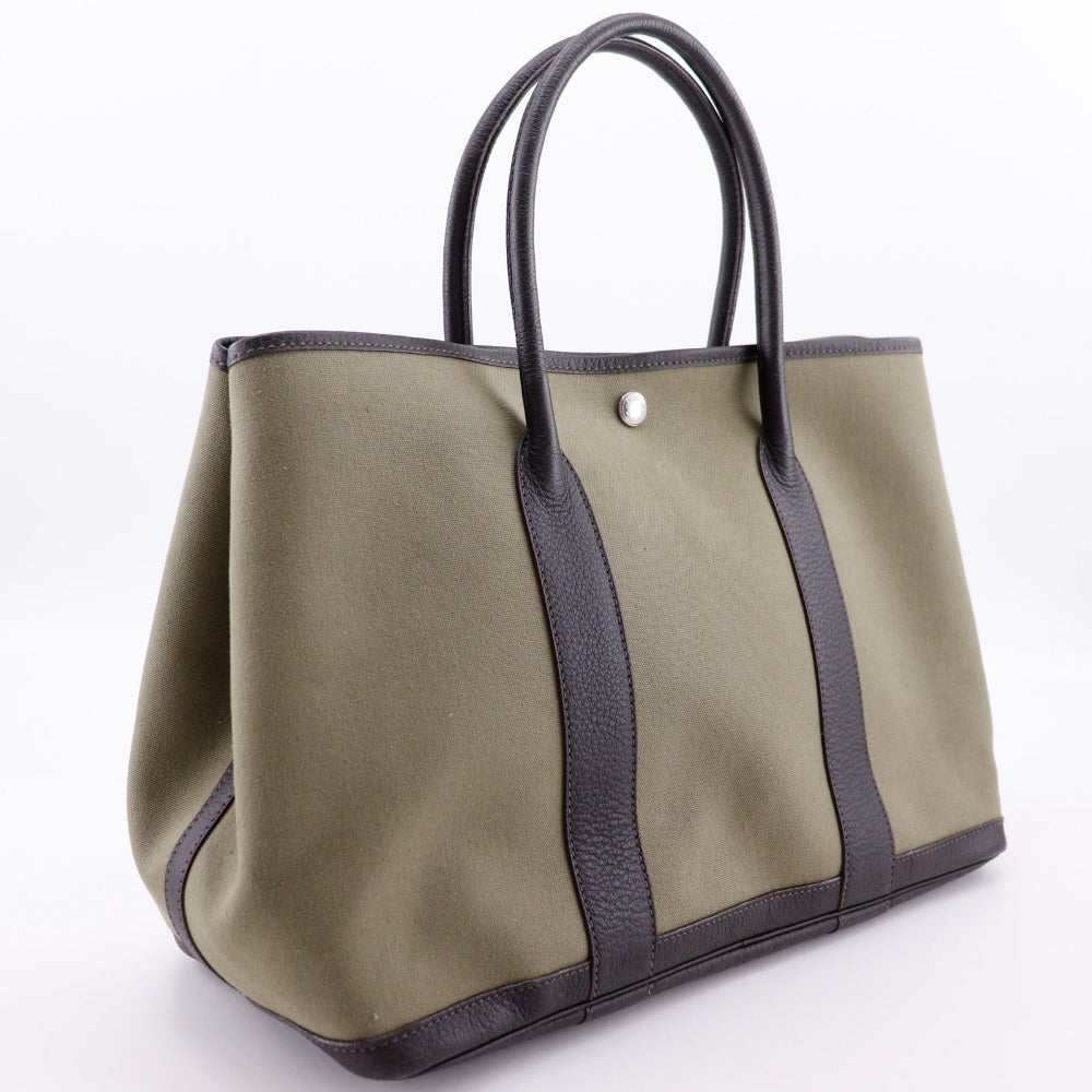 HERMES Tote Bag Towar Officier khaki Garden party 36 PM Women Used Authentic