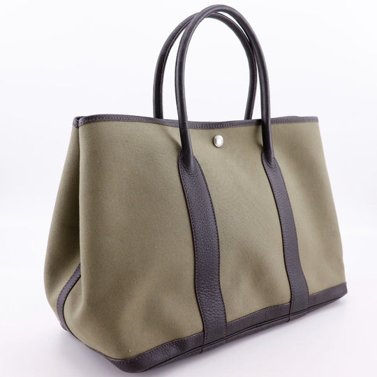 HERMES Tote Bag Towar Officier khaki Garden party 36 PM Women Used Authentic
