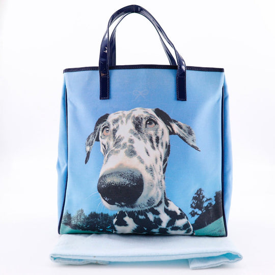 Anya Hindmarch Handbag canvas blue Tote Bag Dalmatian Dog
