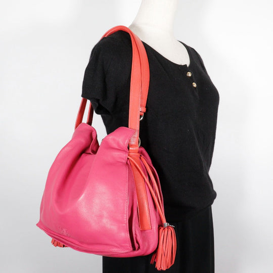 LOEWE Shoulder Bag 380.82.E16 Calfskin pink 2WAY Flamenco 30 Women Used Authentic