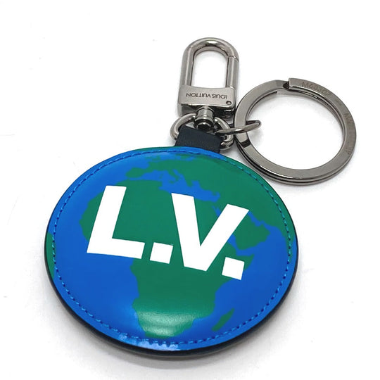 LOUIS VUITTON key ring M68307 Monogram canvas Brown x blue Monogram Portocre paddock mens Used Authentic