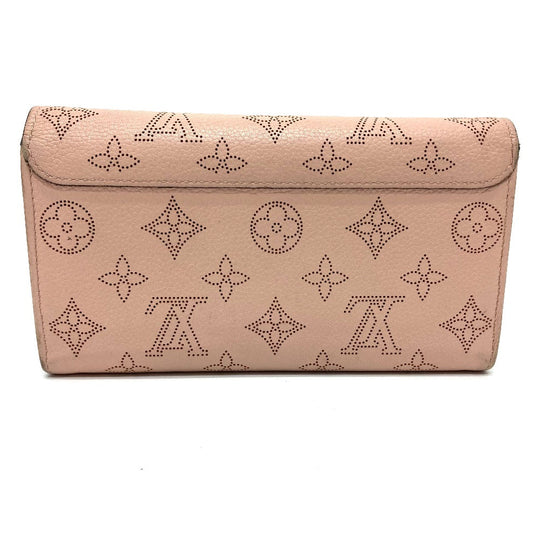 LOUIS VUITTON Long Wallet Purse M60145 monogram mahina leather pink Monogram Mahina Portefeuille Iris Women Used Authentic