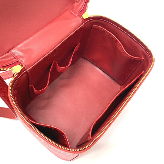 CHANEL Shoulder Bag Caviar skin Red CC COCO Mark Vanity bag handbag Women Used Authentic