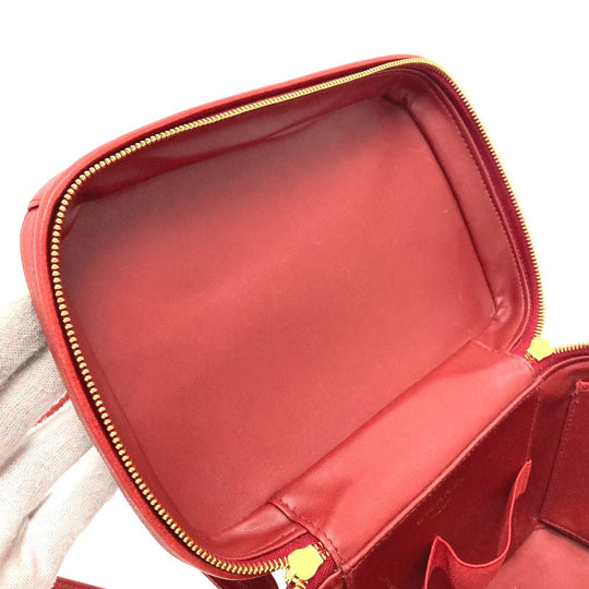 CHANEL Shoulder Bag Caviar skin Red CC COCO Mark Vanity bag handbag Women Used Authentic