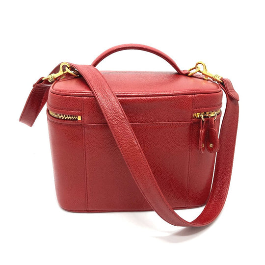 CHANEL Shoulder Bag Caviar skin Red CC COCO Mark Vanity bag handbag Women Used Authentic