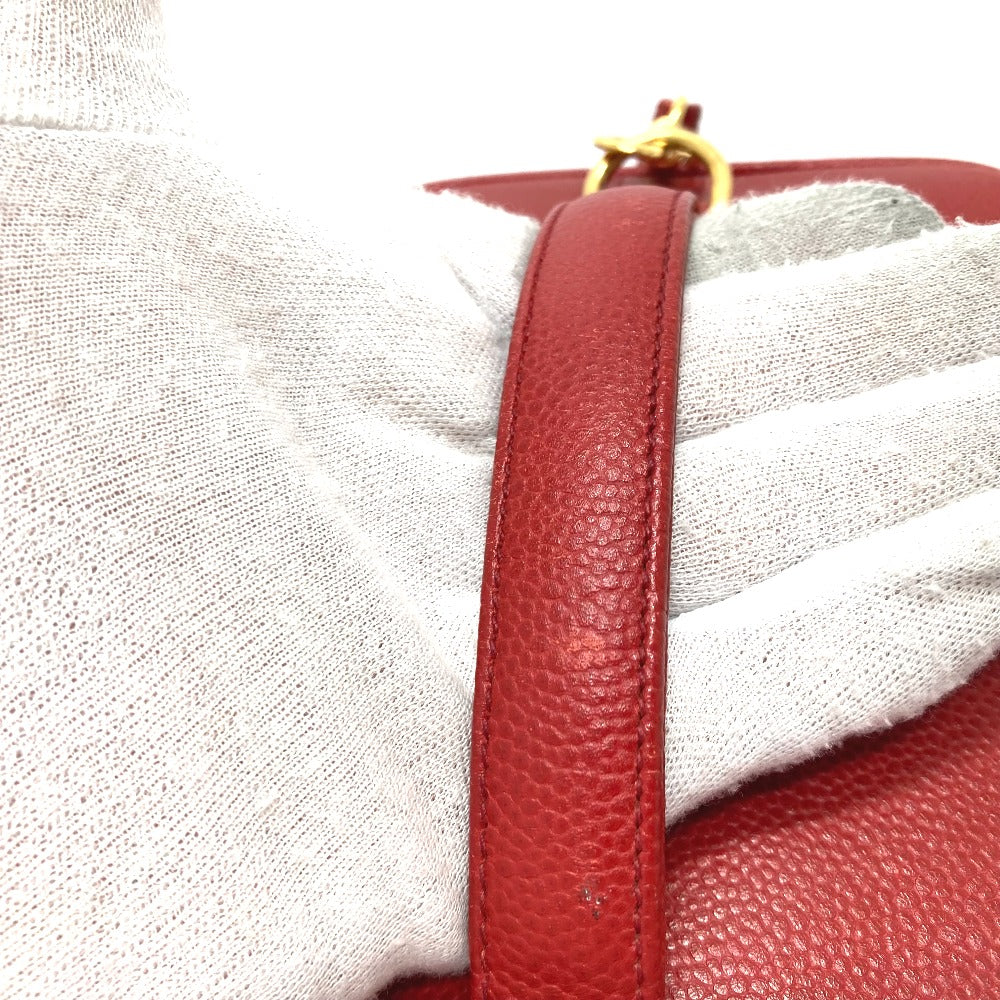 CHANEL Shoulder Bag Caviar skin Red CC COCO Mark Vanity bag handbag Women Used Authentic