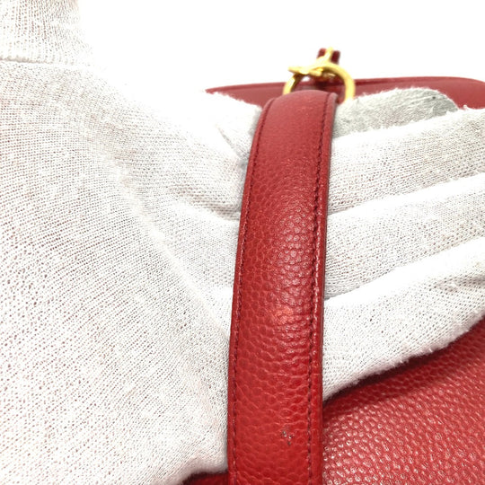 CHANEL Shoulder Bag Caviar skin Red CC COCO Mark Vanity bag handbag Women Used Authentic