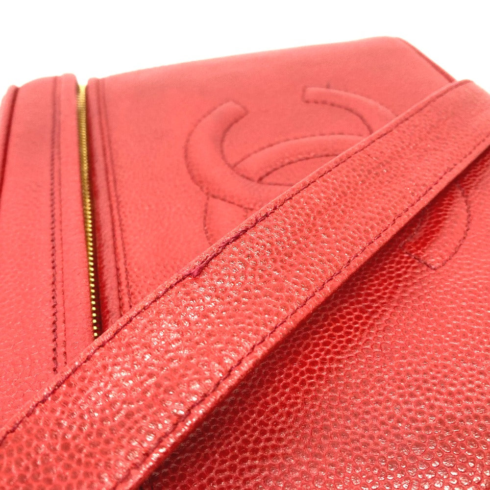 CHANEL Shoulder Bag Caviar skin Red CC COCO Mark Vanity bag handbag Women Used Authentic