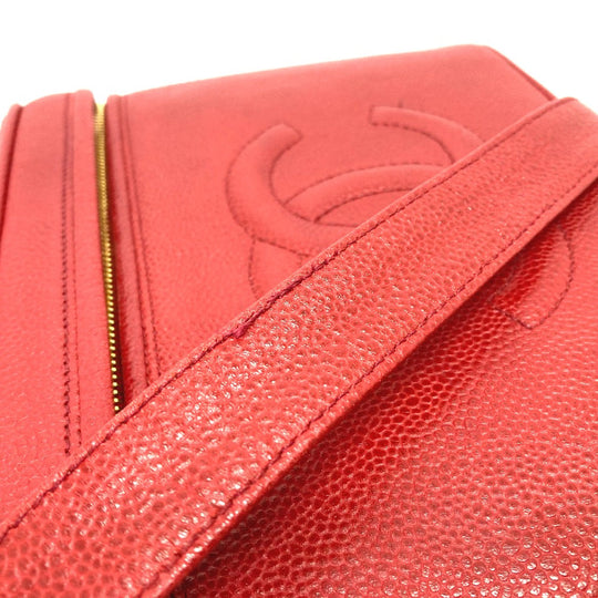 CHANEL Shoulder Bag Caviar skin Red CC COCO Mark Vanity bag handbag Women Used Authentic