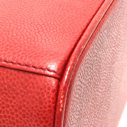 CHANEL Shoulder Bag Caviar skin Red CC COCO Mark Vanity bag handbag Women Used Authentic