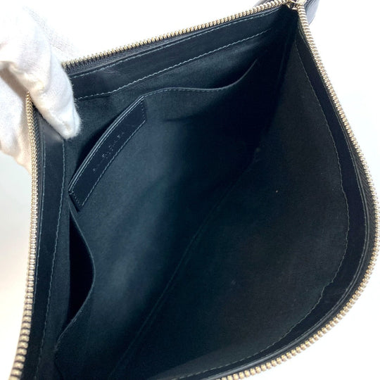 BALENCIAGA Clutch bag 420407 Canvas / leather Navy x black Stripe logo Navy clip M unisex(Unisex) Used Authentic