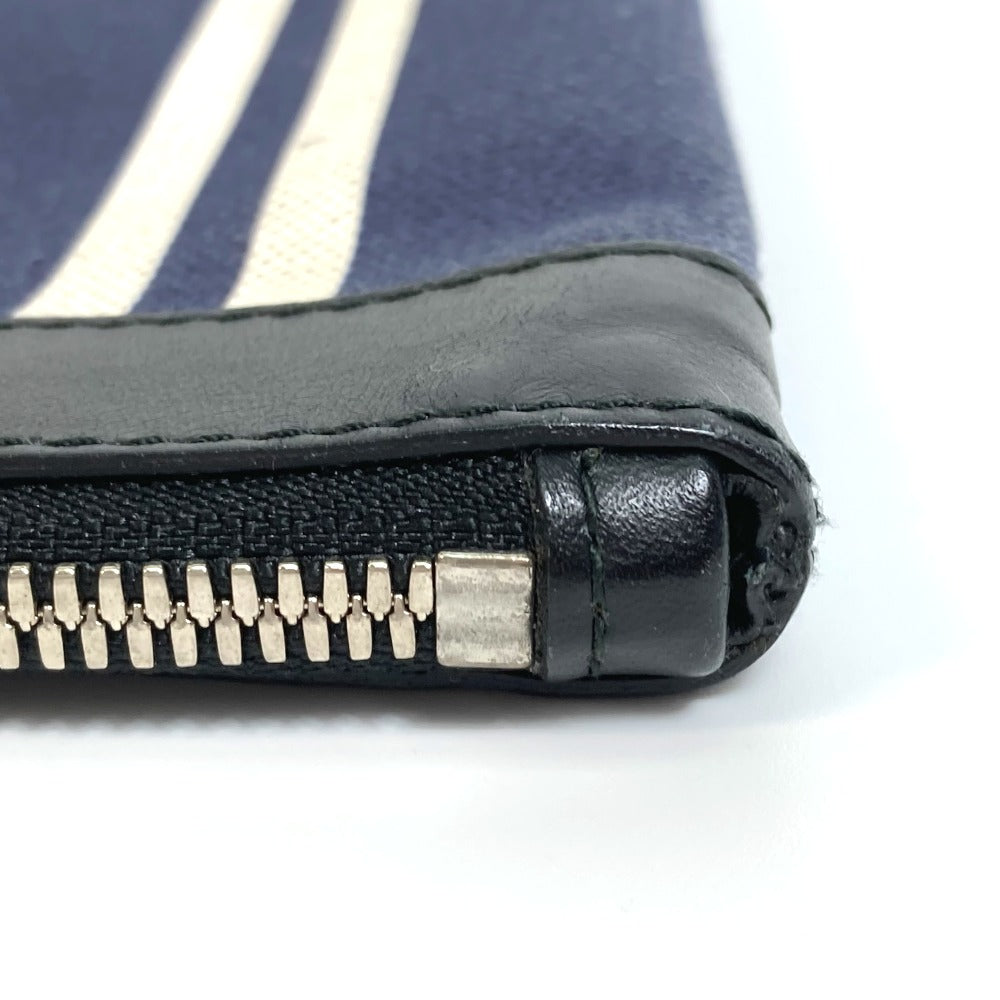 BALENCIAGA Clutch bag 420407 Canvas / leather Navy x black Stripe logo Navy clip M unisex(Unisex) Used Authentic