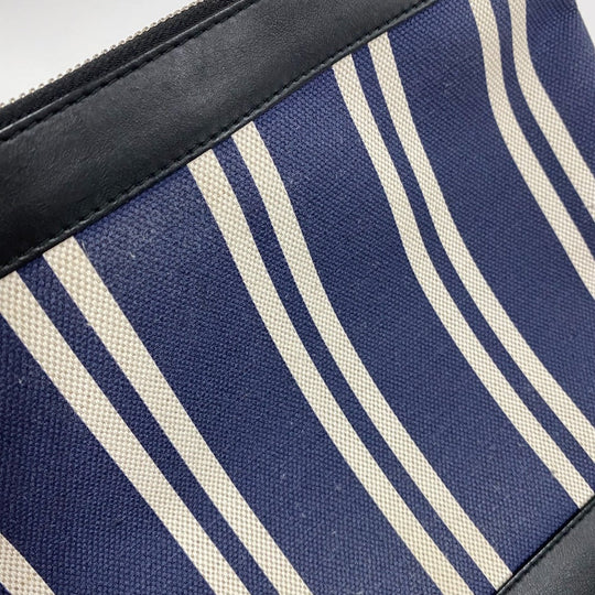 BALENCIAGA Clutch bag 420407 Canvas / leather Navy x black Stripe logo Navy clip M unisex(Unisex) Used Authentic