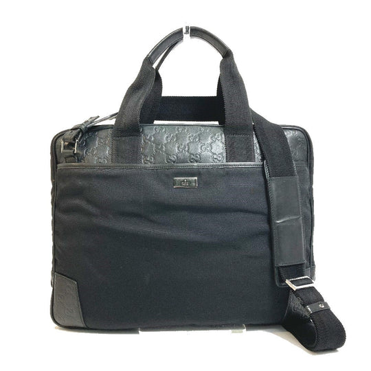 GUCCI Business bag 162793 Nylon / leather black GG Shima Line 2WAY