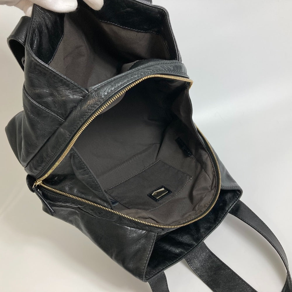 FENDI Tote Bag leather black Mamma Women Used Authentic