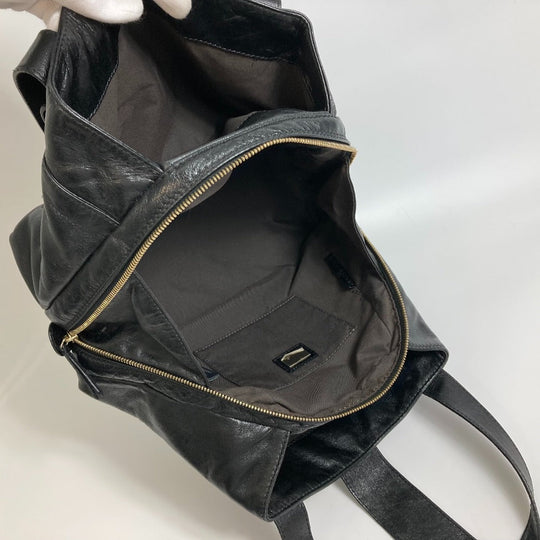 FENDI Tote Bag leather black Mamma Women Used Authentic