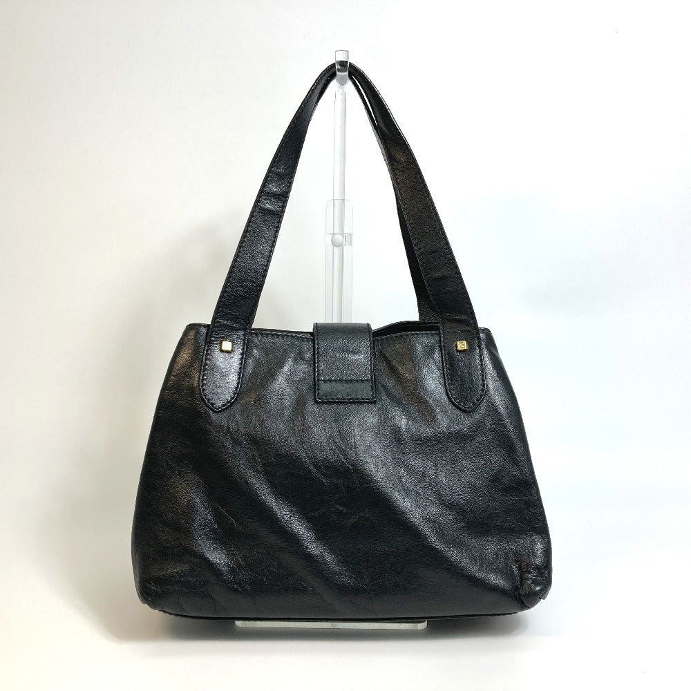 FENDI Tote Bag leather black Mamma Women Used Authentic