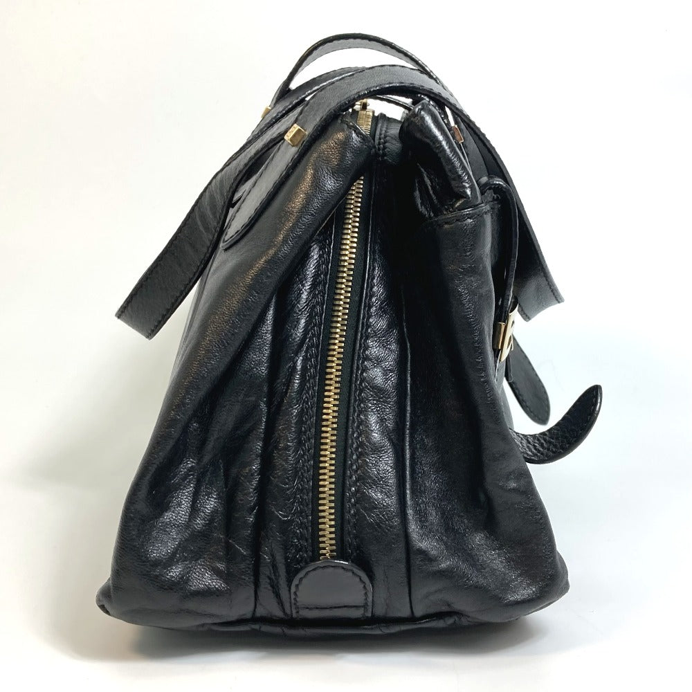 FENDI Tote Bag leather black Mamma Women Used Authentic