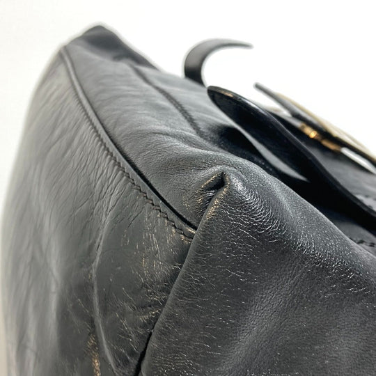 FENDI Tote Bag leather black Mamma Women Used Authentic