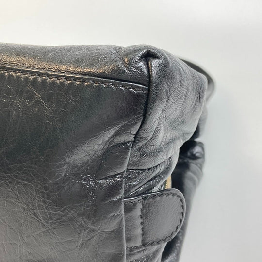 FENDI Tote Bag leather black Mamma Women Used Authentic