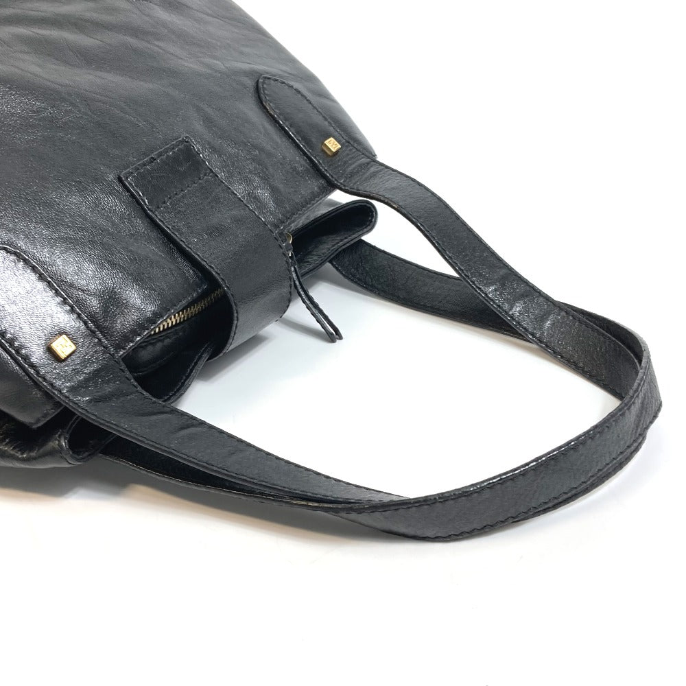 FENDI Tote Bag leather black Mamma Women Used Authentic
