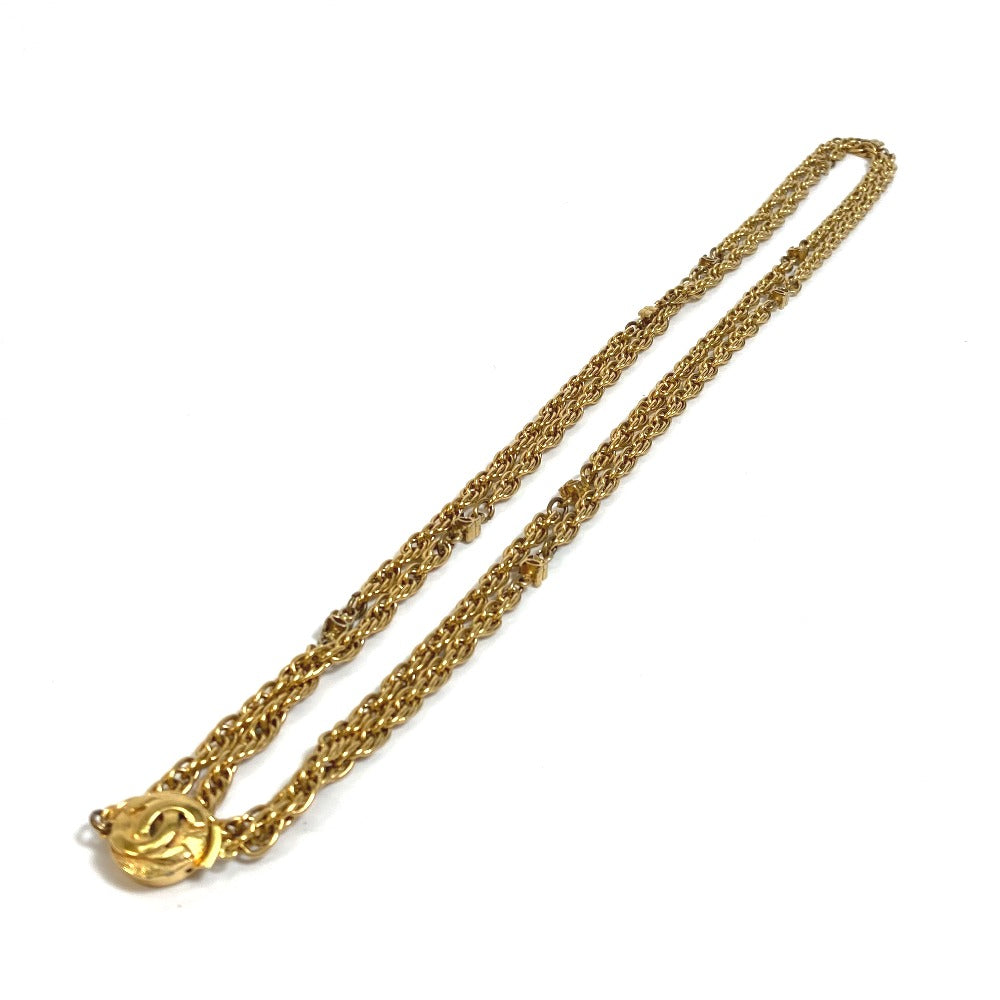 CHANEL Necklace Gold Plated gold CC COCO Mark Women Used Authentic