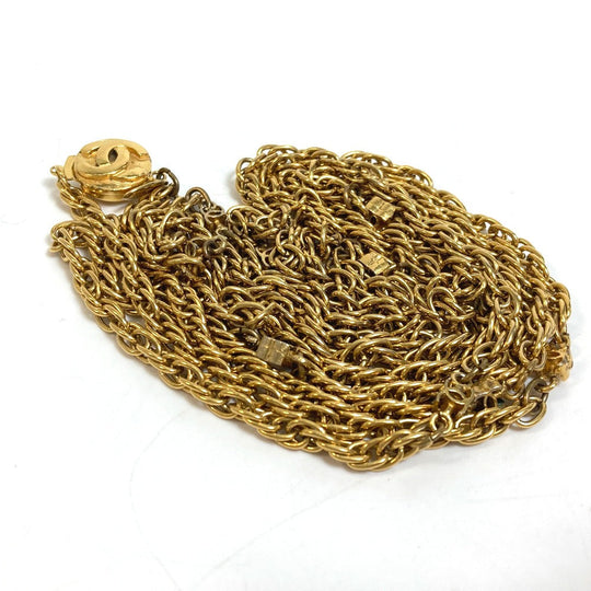 CHANEL Necklace Gold Plated gold CC COCO Mark Women Used Authentic