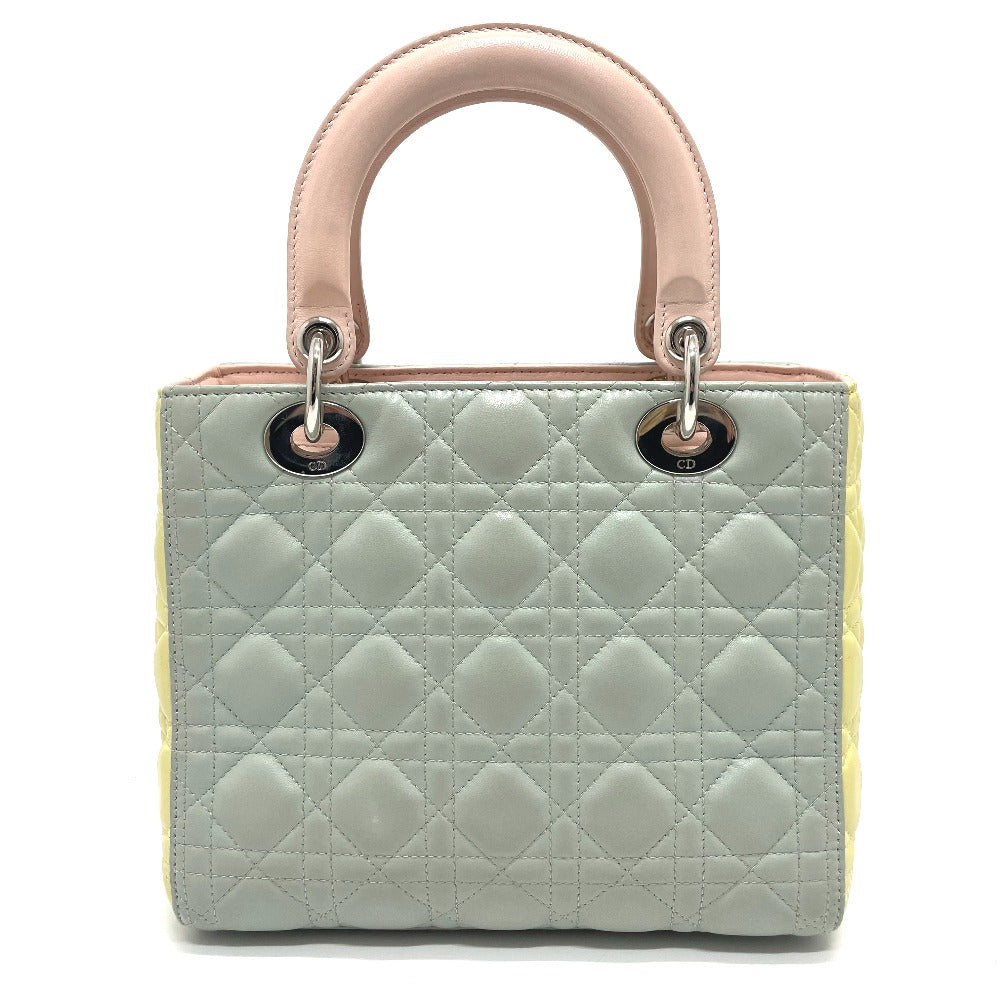 Dior Handbag leather blue x yellow x pink Canage Lady Dior Women Used Authentic